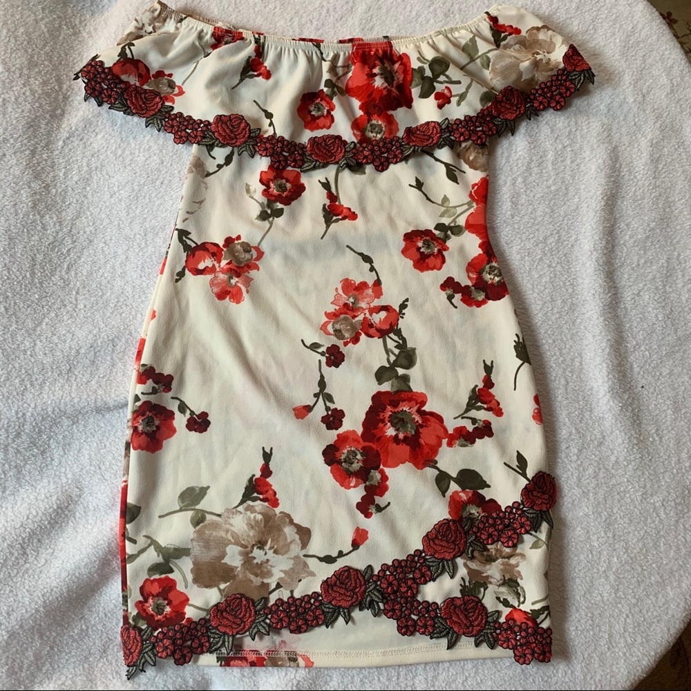 Embroidered Floral Bodycon Dress